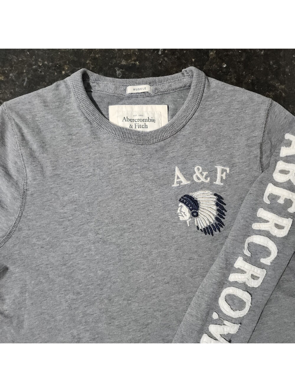 Vintage Y2K Abercrombie & Fitch Long Sleeve Hit Shirt Muscle Indian Head Logo
